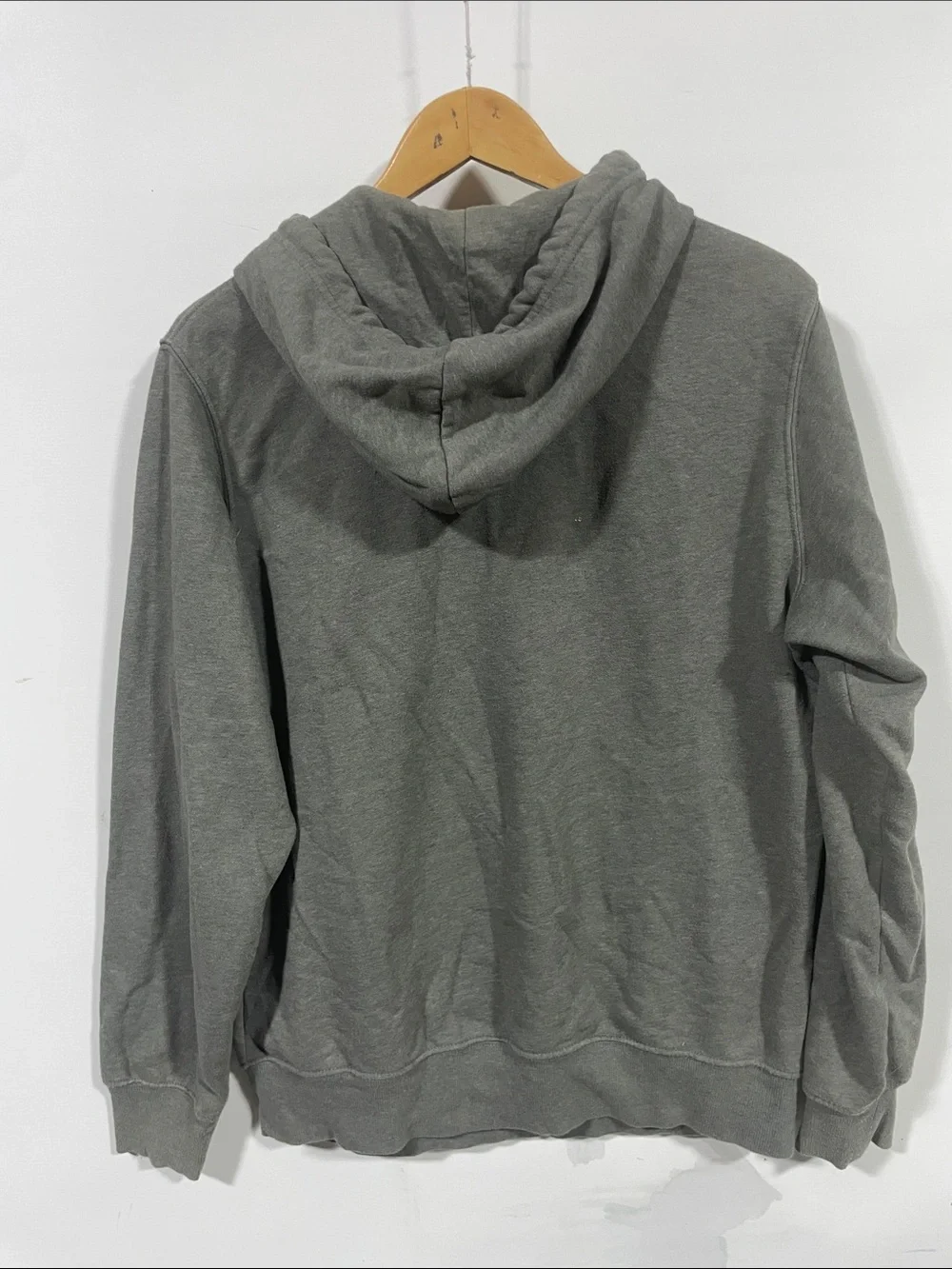 The North Face Men's Olive Gray Pullover Hoodie with White Logo